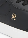 Black TH Monogram Leather Court Trainers  Women