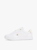 White TH Monogram Leather Court Trainers  Women
