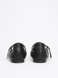 Black Leather Mary Jane Ballerinas  Women