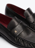 Black TH Monogram Leather Pleated Loafers  Women