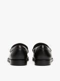 Black Leather Horsebit Loafers  Women