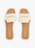 Beige Leather Horsebit Mules  Women