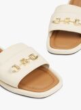 Beige Leather Horsebit Mules  Women