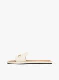 Beige Leather Horsebit Mules  Women