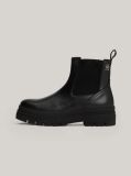 Black TH Monogram Leather Cleat Chelsea Boots  Women