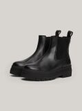 Black TH Monogram Leather Cleat Chelsea Boots  Women