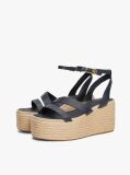 Blue Leather Platform Espadrilles  Women