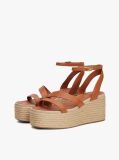 Brown Leather Platform Espadrilles  Women