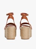 Brown Leather Platform Espadrilles  Women