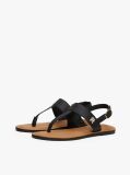 Black Leather Toe Post Sandals  Women