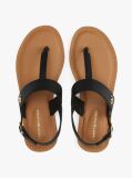 Black Leather Toe Post Sandals  Women