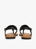 Black Leather Toe Post Sandals  Women