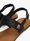 Black Leather Toe Post Sandals  Women
