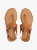Brown Leather Toe Post Sandals  Women