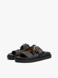 Black Leather TH Monogram Cleat Sandals  Women
