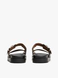 Black Leather TH Monogram Cleat Sandals  Women