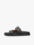 Black Leather TH Monogram Cleat Sandals  Women