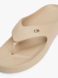 Beige Enamel Flag Contoured Flip-Flops  Women