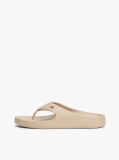 Beige Enamel Flag Contoured Flip-Flops  Women