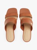 Brown Leather Block Heel Mules  Women
