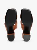 Brown Leather Block Heel Mules  Women