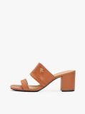 Brown Leather Block Heel Mules  Women