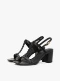 Black Leather Block Heel Sandals  Women