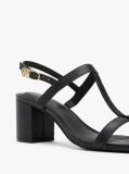 Black Leather Block Heel Sandals  Women