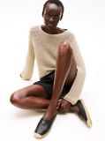 Black Leather Espadrilles  Women