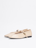 Beige Patent Leather Mary Jane Ballerinas  Women