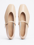 Beige Patent Leather Mary Jane Ballerinas  Women