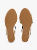 Black Satin Strap Espadrille Wedge Sandals  Women