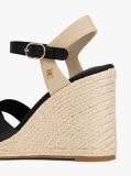 Black Satin Strap Espadrille Wedge Sandals  Women