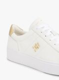 White Leather Platform Court Trainers  Women
