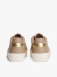 Beige Leather Chunky Sole Trainers  Women