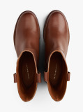 Brown Leather Block Heel Riding Boots  Women