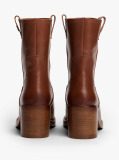 Brown Leather Block Heel Riding Boots  Women