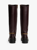 Brown Leather TH Monogram Horsebit Riding Boots  Women