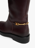Brown Leather TH Monogram Horsebit Riding Boots  Women