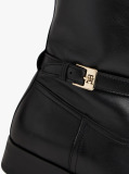 Black Leather TH Monogram Buckle Riding Boots  Women