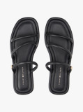 Black Leather Strappy Mules  Women