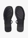 Black Leather Strappy Mules  Women
