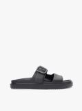 Black Double Strap Enamel Flag Lightweight Sandals  Women
