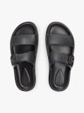 Black Double Strap Enamel Flag Lightweight Sandals  Women
