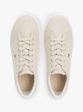 Beige Low Profile Canvas Lace-Up Trainers  Women