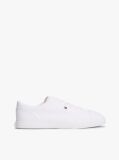 White Low Profile Canvas Lace-Up Trainers  Women