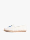 White Logo Embroidery Canvas Espadrilles  Women
