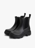 Black Rubberised Flag Cleat Rain Boots  Women