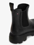 Black Rubberised Flag Cleat Rain Boots  Women