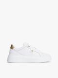 White Snake Print Heel Leather Platform Trainers  Women